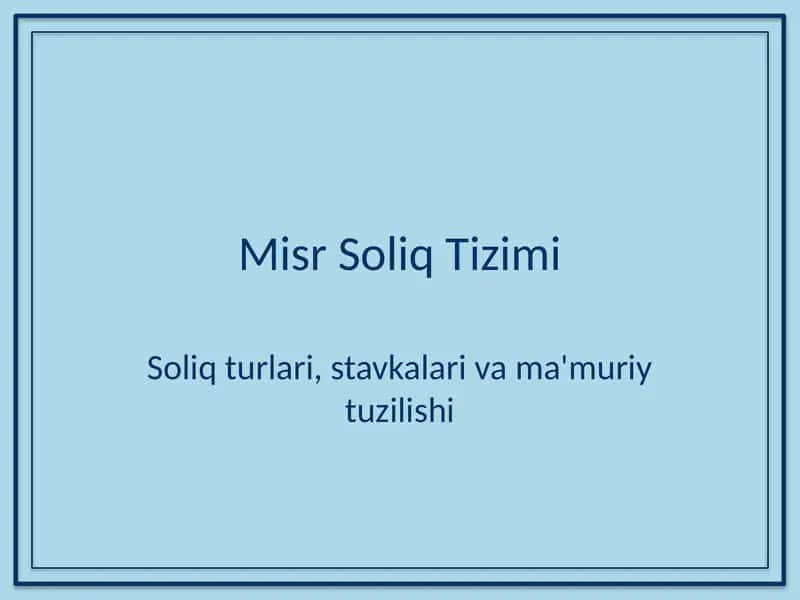 Misr Soliq Tizimi 1