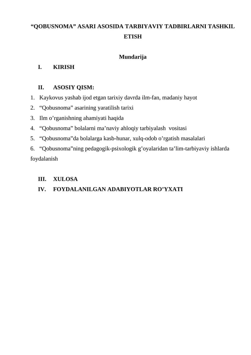 “Qobusnoma” Asari Asosida Tarbiyaviy Tadbirlarni Tashkil Etish 1