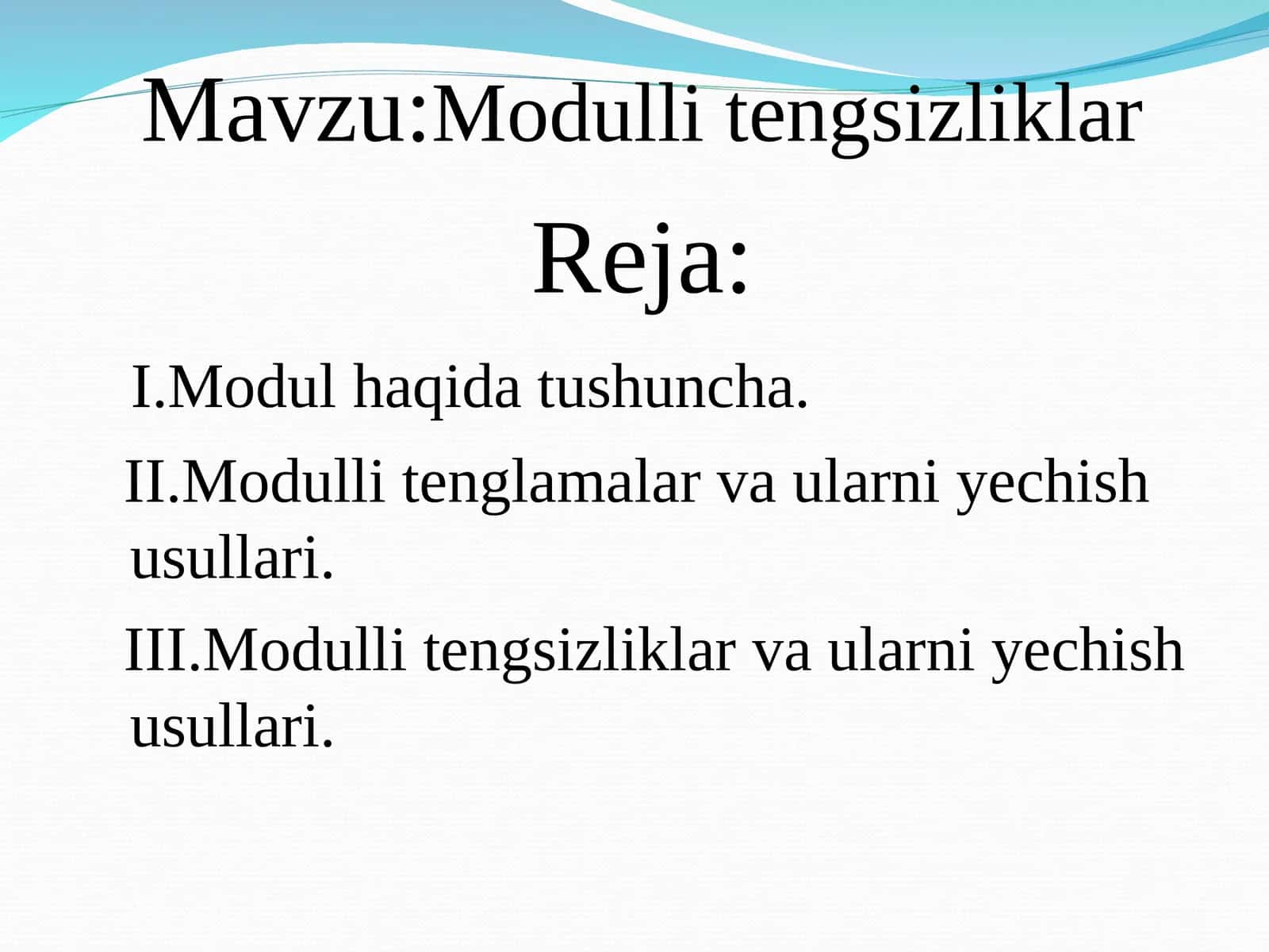 Modulli tengsizliklar 1