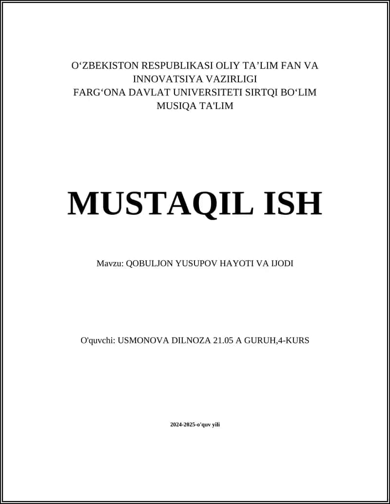 QOBULJON YUSUPOV HAYOTI VA IJODI 1