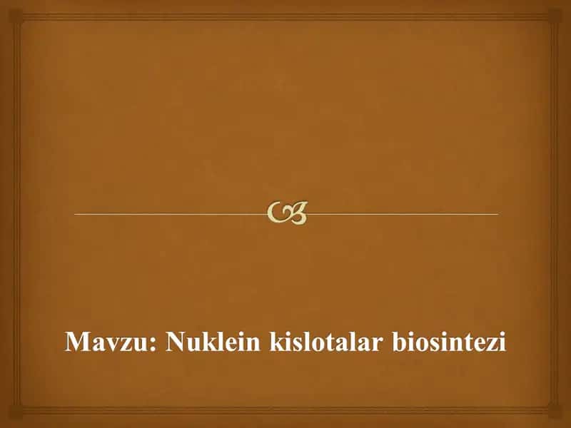 nuklein kislotalar biosintezi 1