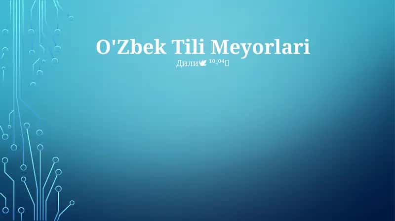 O'zbek Tili Meyorlari 1