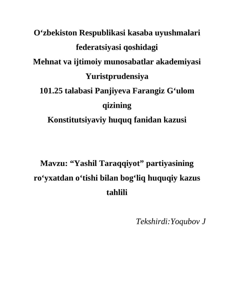 "Yashil Taraqqiyot" partiya 1