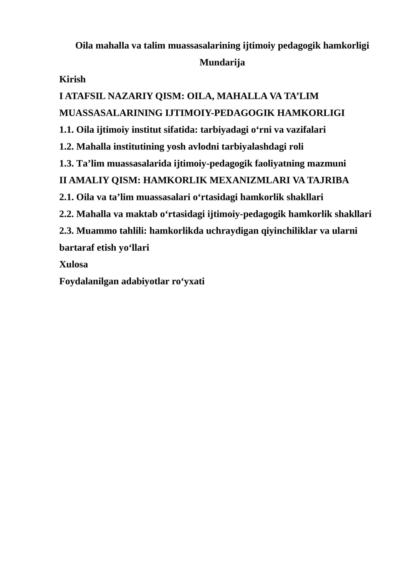Oila mahalla va talim muassasalarining ijtimoiy pedagogik hamkorligi 1