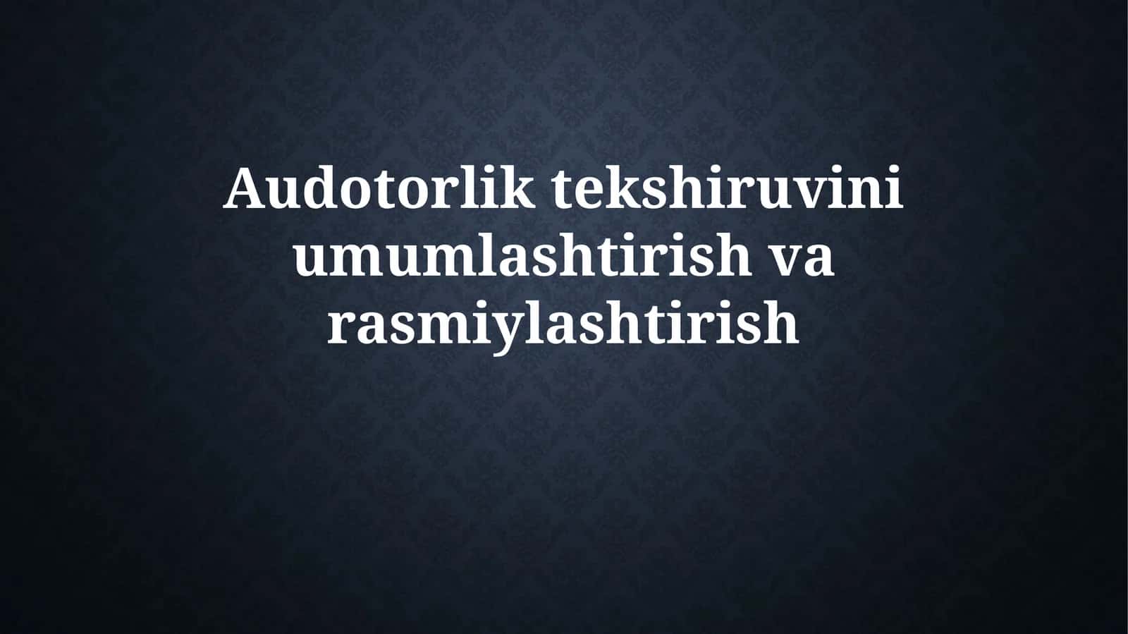 Ovozli Boshqaruvni Umumiylashtirish va Rasmiylashtirishga Kirish 1