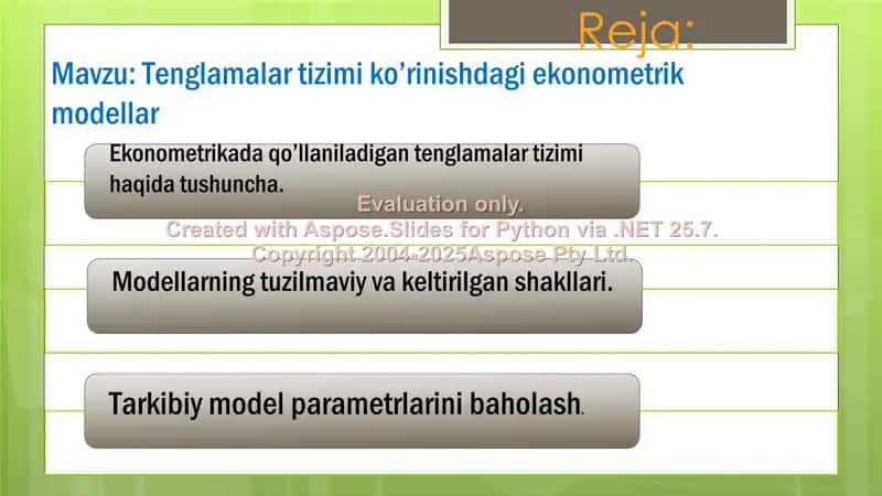 Tenglamalar tizimi ko’rinishdagi ekonometrik modellar 1