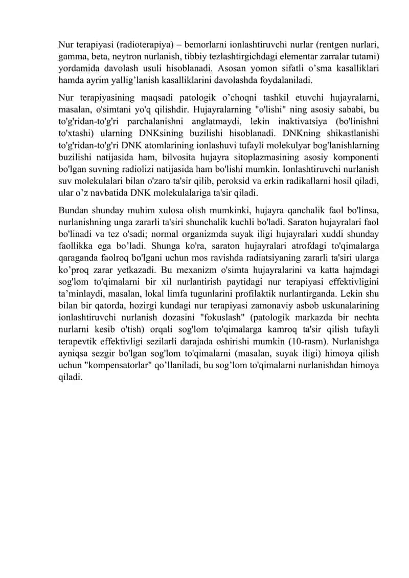 Nur terapiyasi (radioterapiya) 1