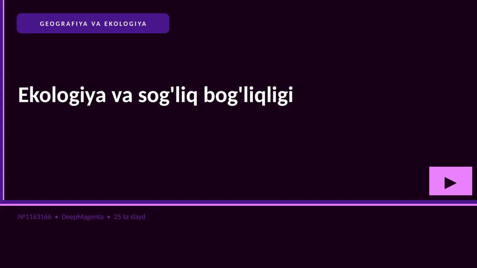 Ekologiya va sog'liq bog'liqligi 1