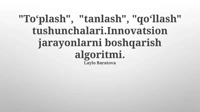 Innovatsiya Jarayoni Boshqaruv Algoritmlari 1