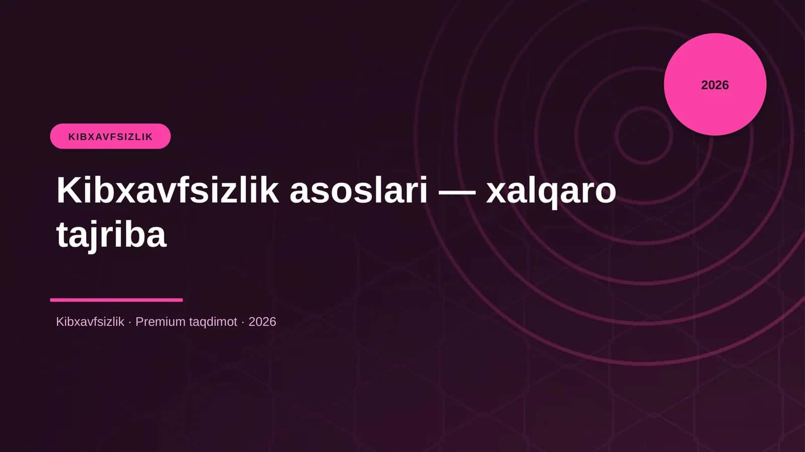 Kibxavfsizlik asoslari — xalqaro tajriba 1