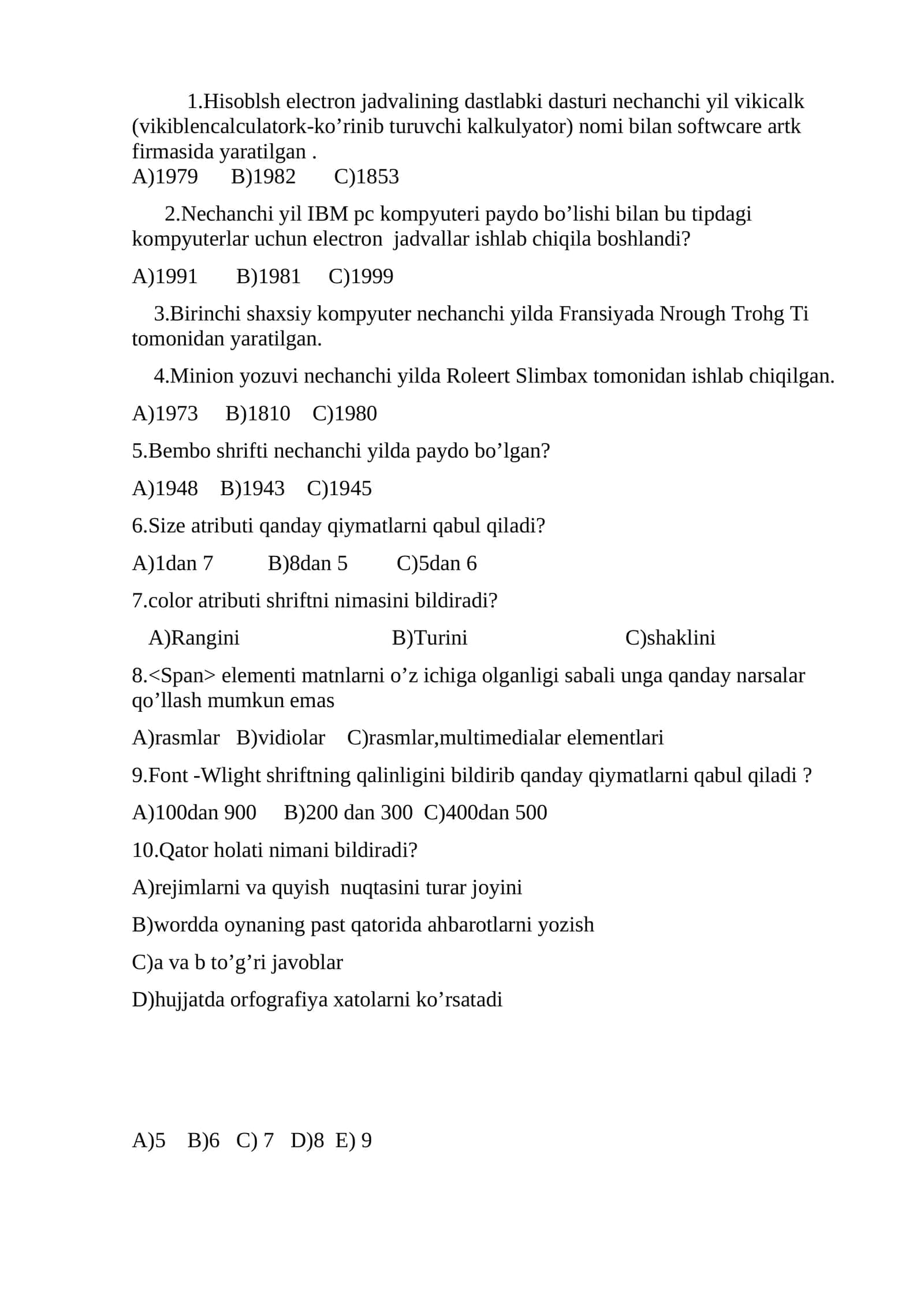 Hisoblsh electron jadvalining dastlabki dasturi nechanchi yil vikicalk nomi bilan softwcare artk firmasida yaratilgan 1
