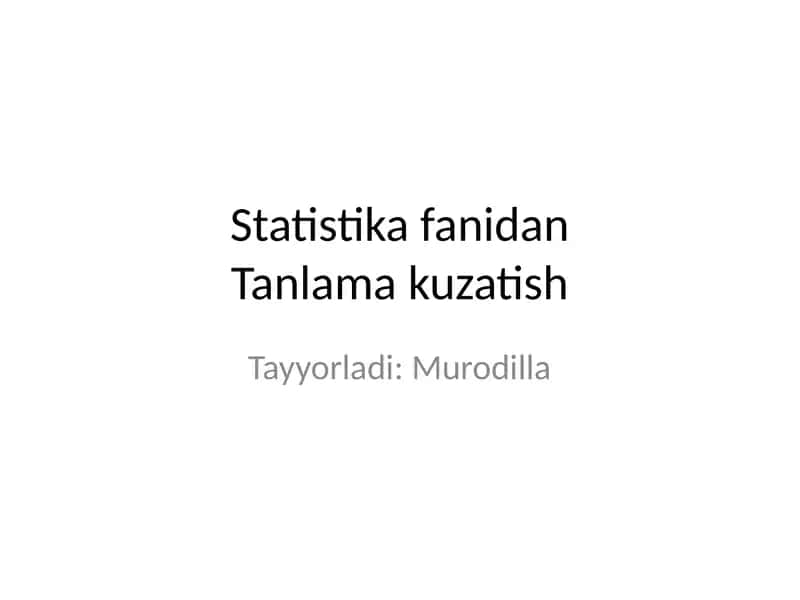 Tanlamakuzatish (Statistikafanidan) 1