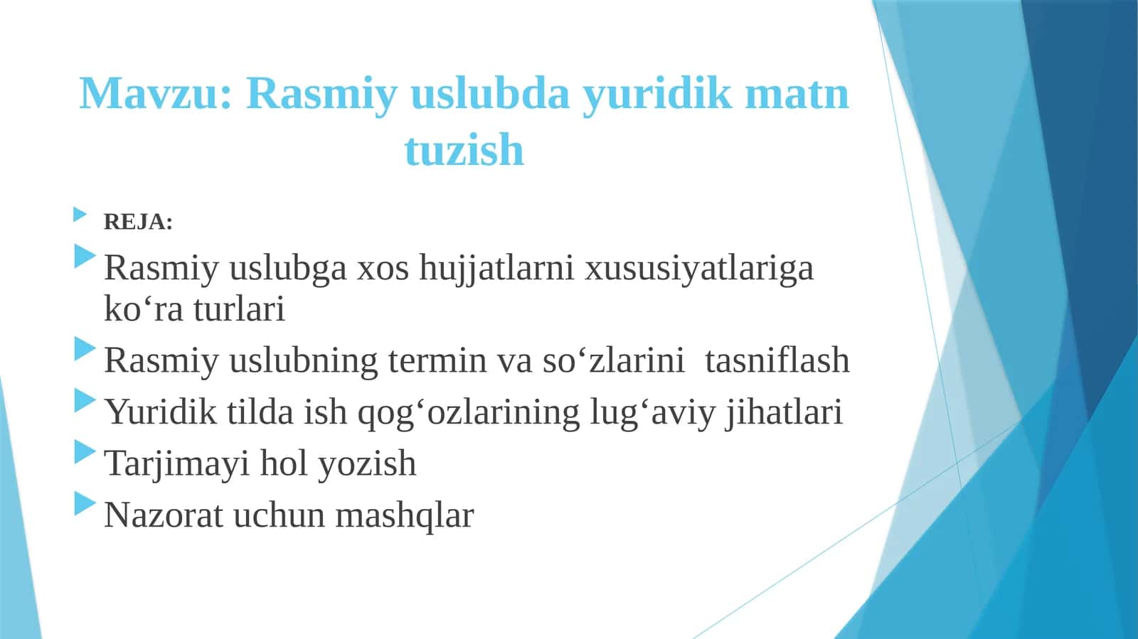 Rasmiy uslubda yuridik matn tuzish 1