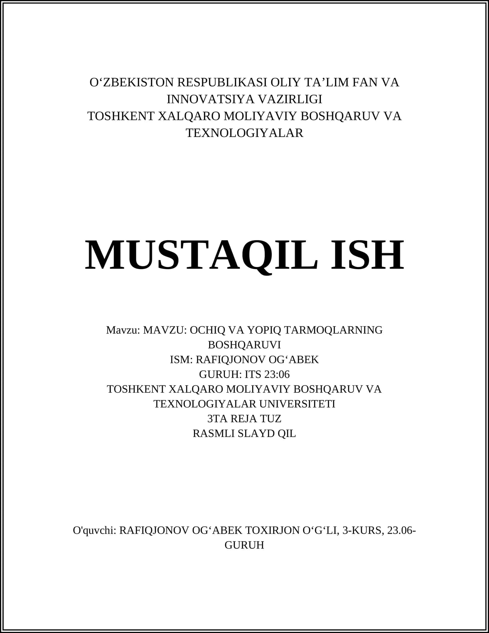 Ochiq va yopiq tarmoqlarning taʼrifi va asosiy farqlari 1