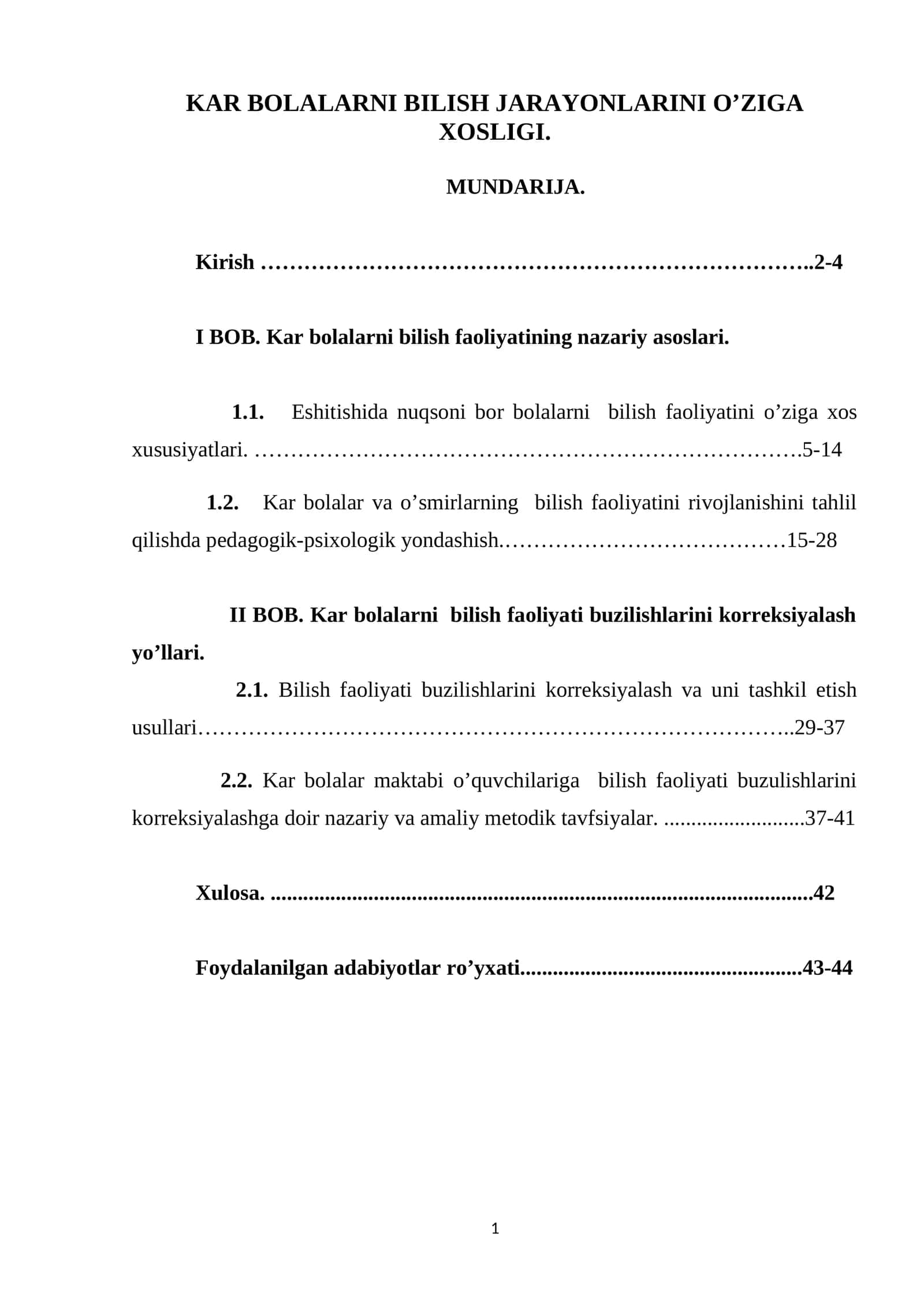 KAR BOLALARNI BILISH JARAYONLARINI O’ZIGA XOSLIGI 1