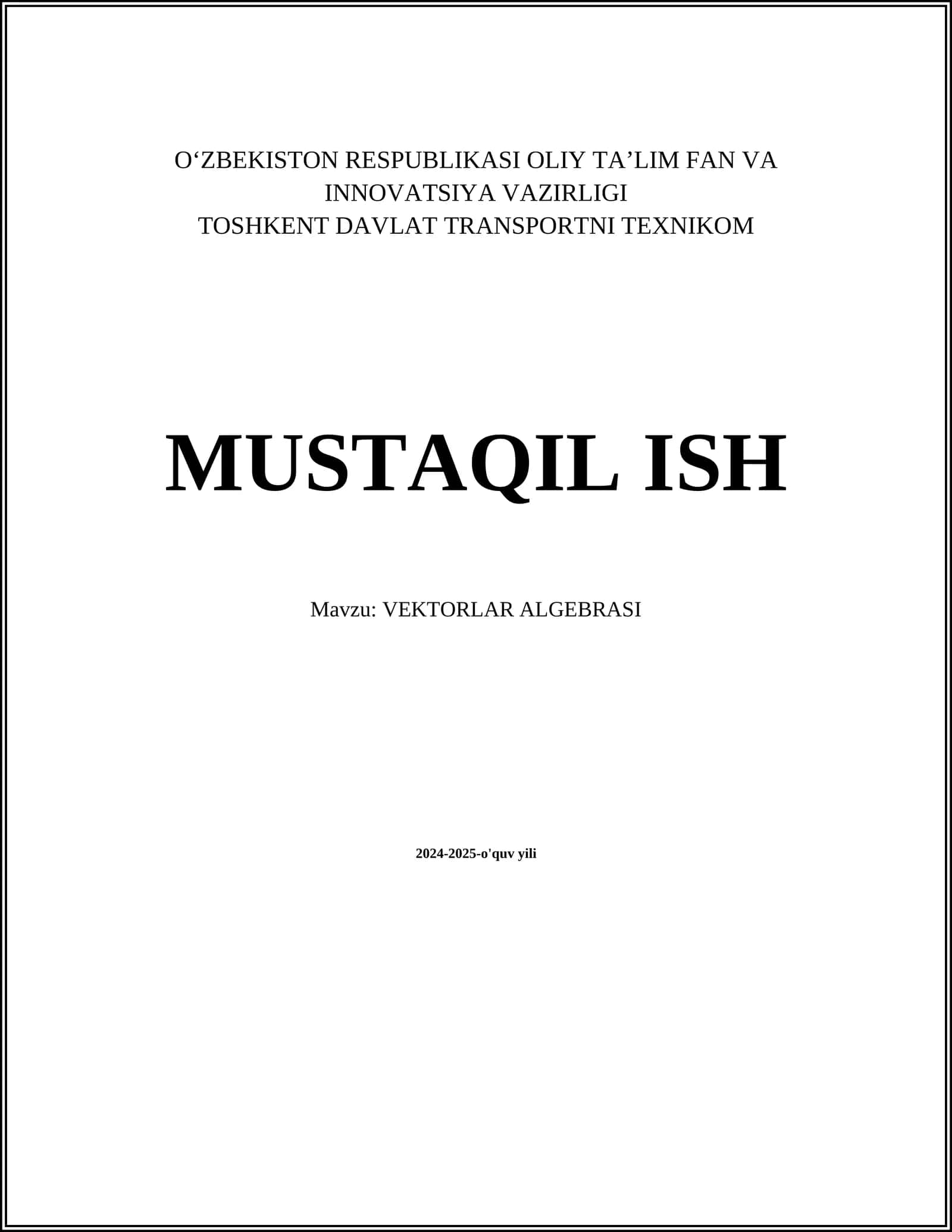 VEKTORLAR ALGEBRASI 1