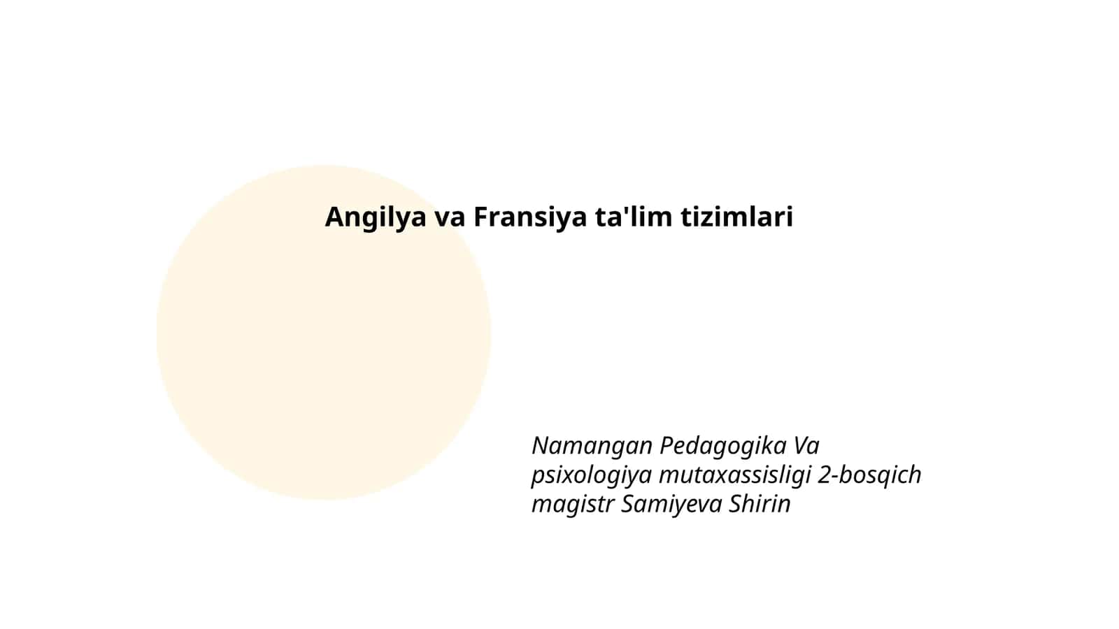Angilya va Fransiya ta'lim tizimlari 1