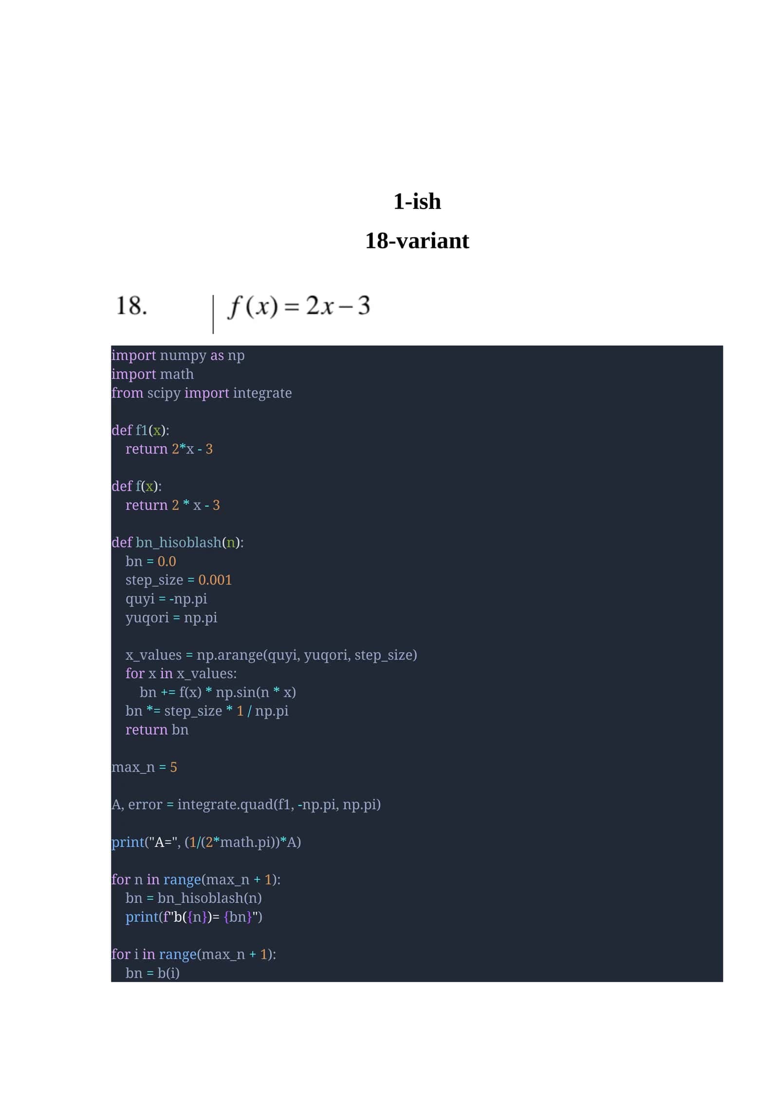 Ishlab chiqiladigan 1-ish 1