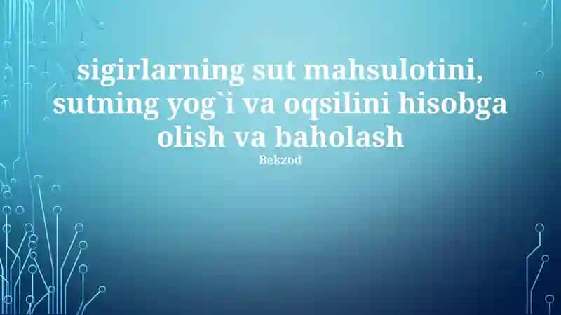 Sut mahsuloti baholash 1