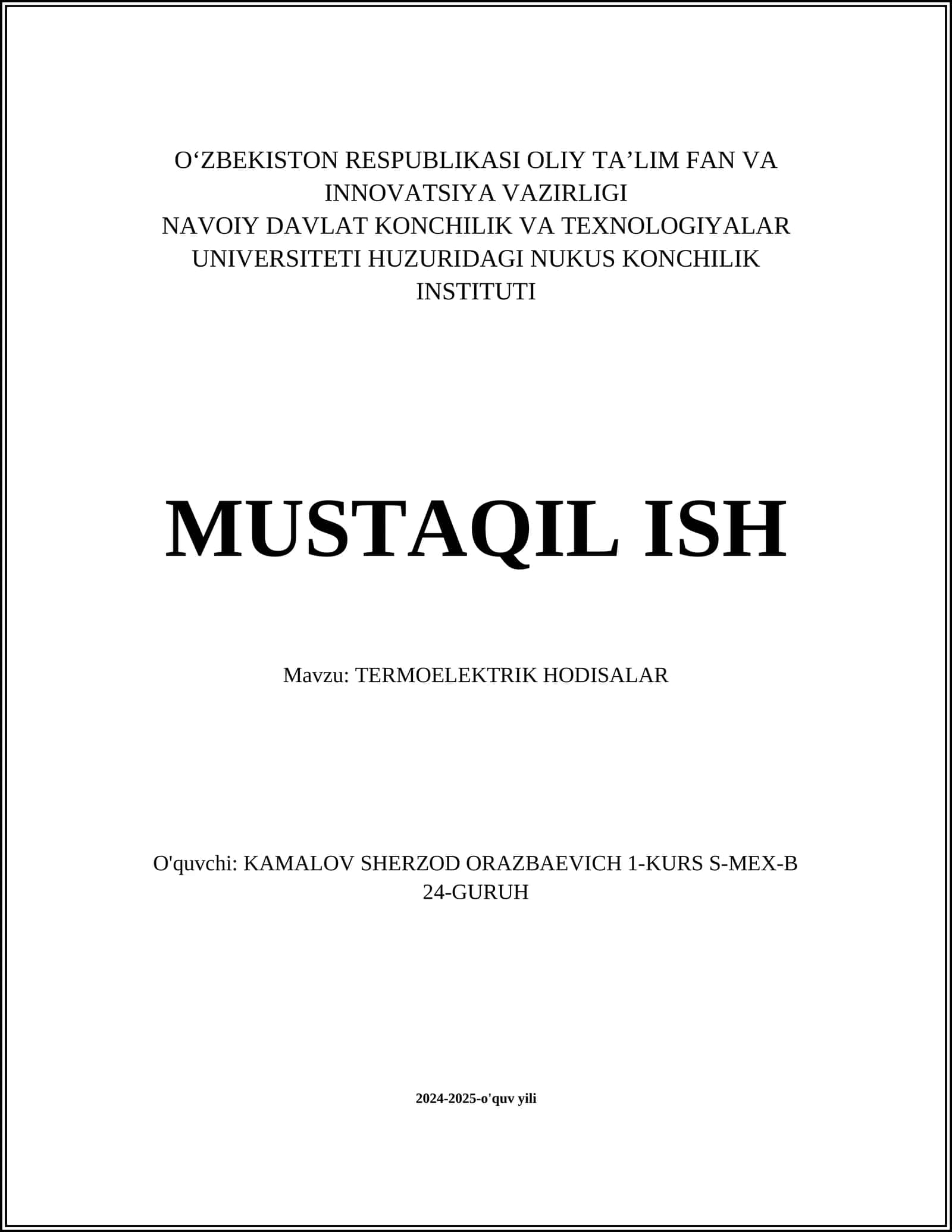 TERMOELEKTRIK HODISALAR 1