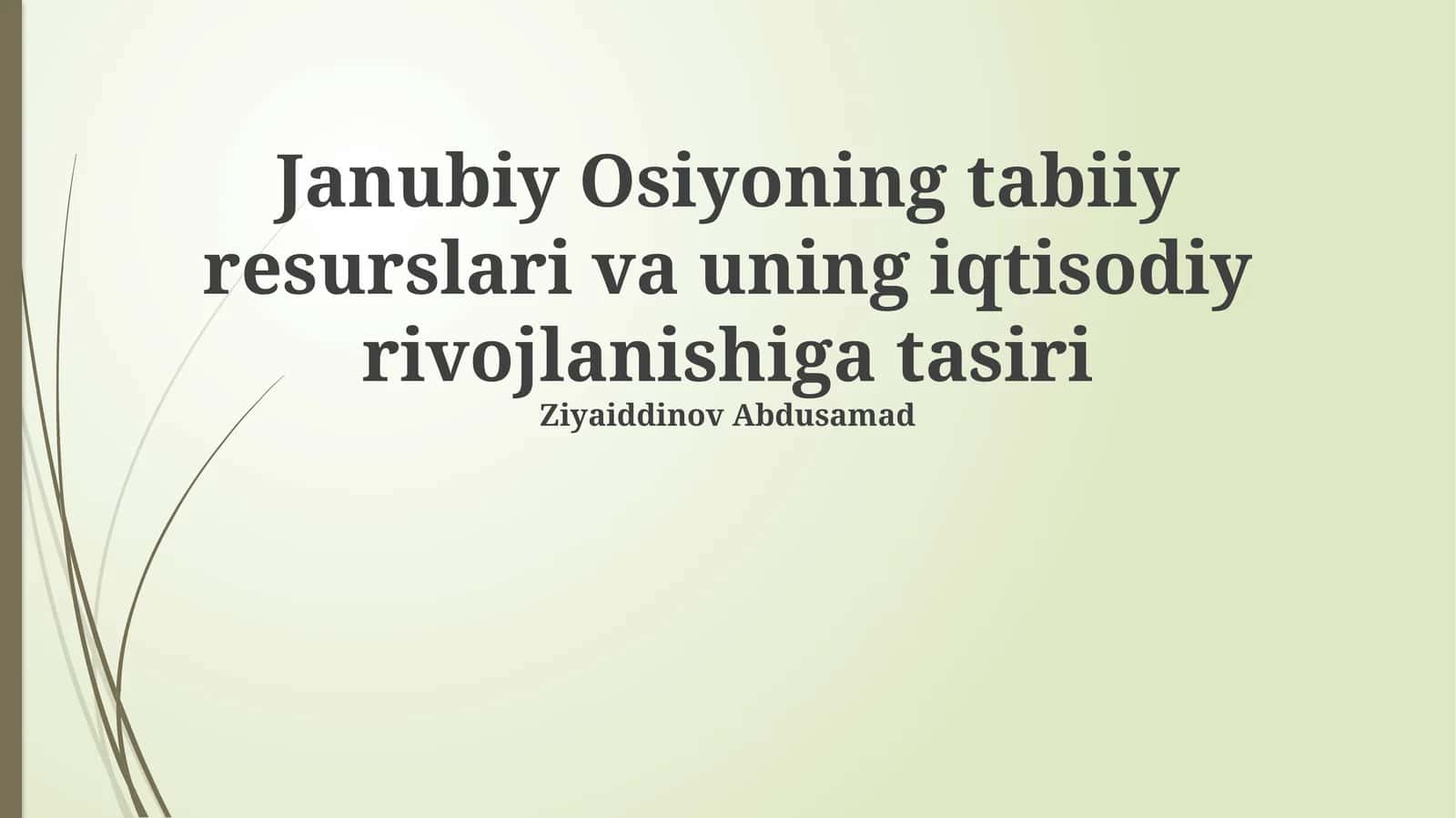 Janubiy Osiyoning tabiiy boyliklari 1