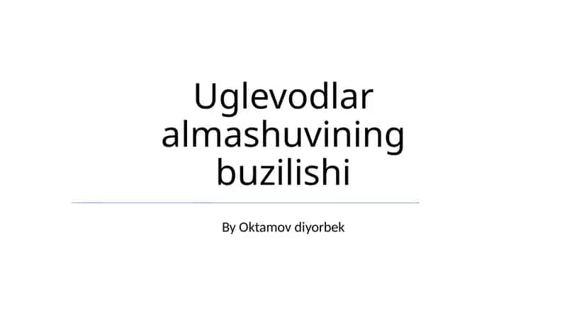 Uglevodlar almashuvining buzilishi 1