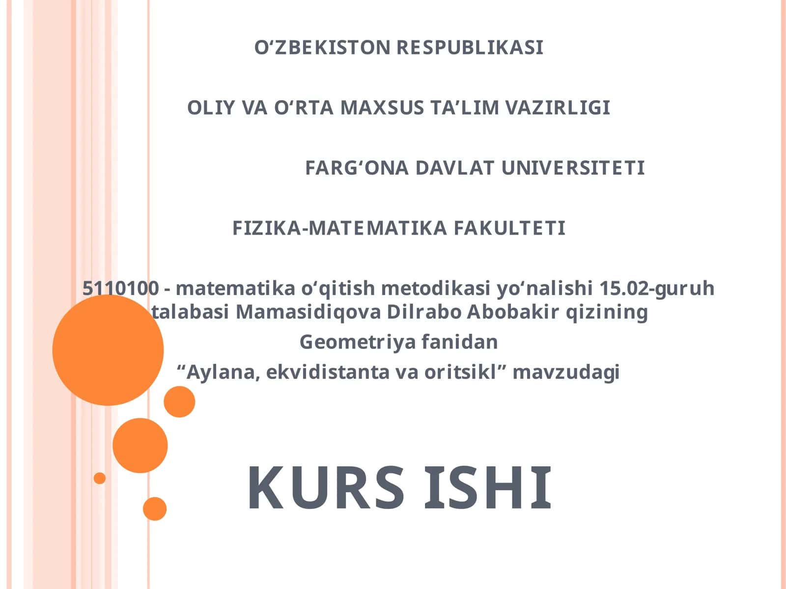 Aylana, ekvidistanta va oritsikl 1