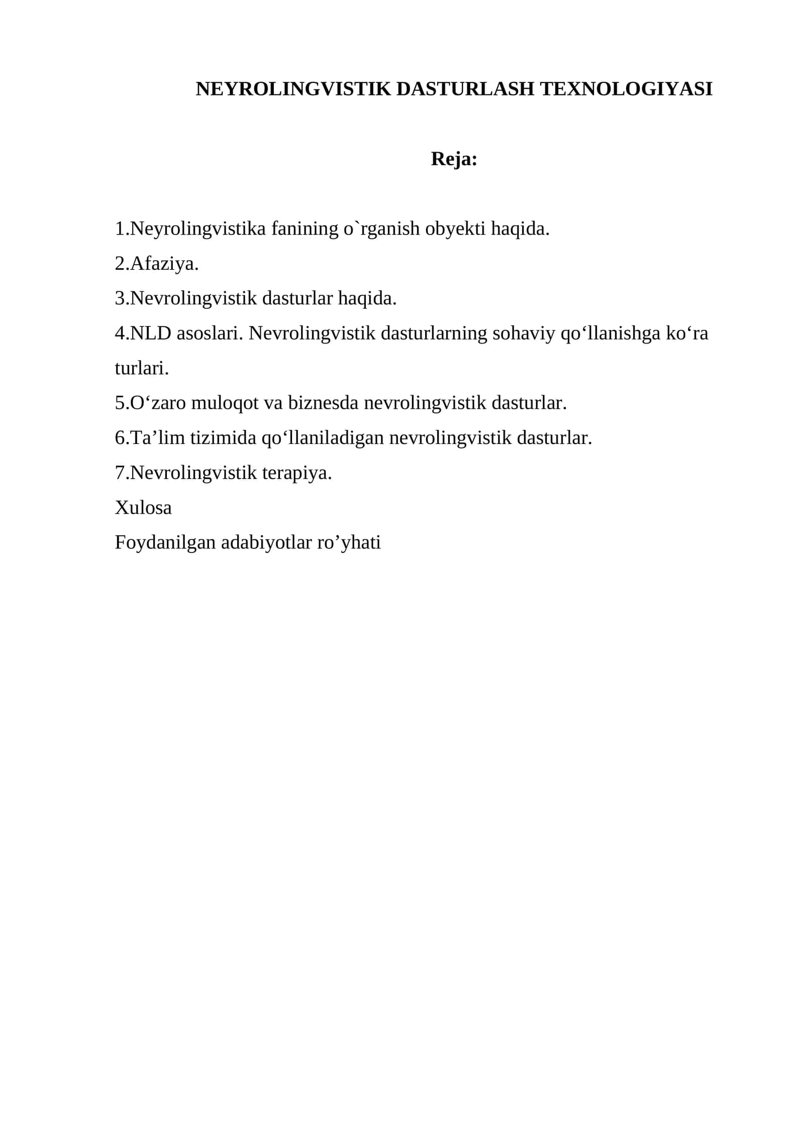 NEYROLINGVISTIK DASTURLASH TEXNOLOGIYASI 1