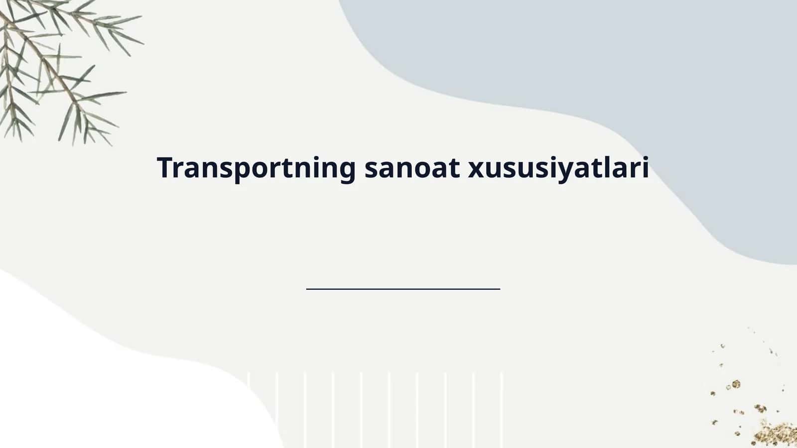 Transportning sanoat xususiyatlari 1