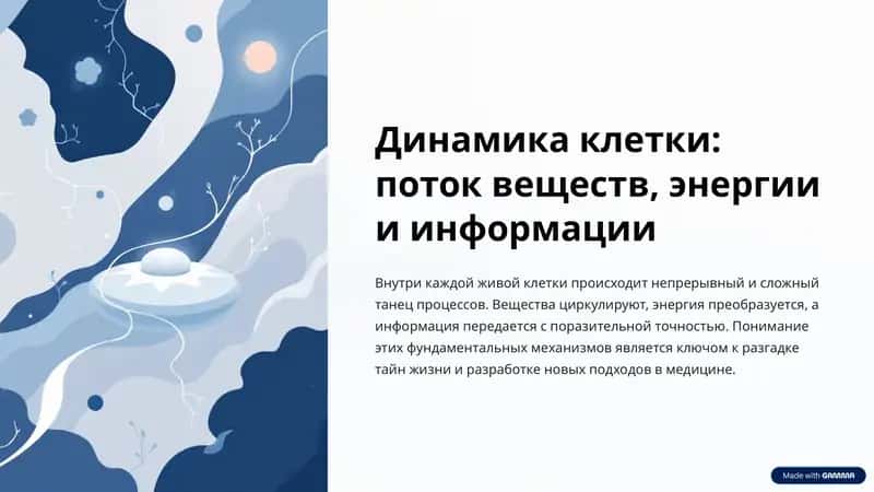 Динамика клетки: поток веществ, энергии и информации 1