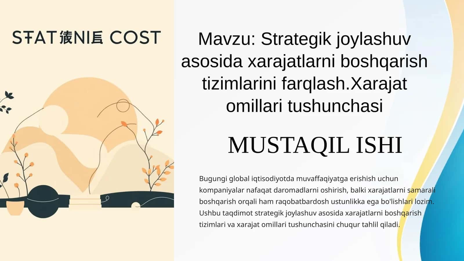 Strategik Joylashuv Asosida Xarajatlarni Boshqarish Tizimlari 1