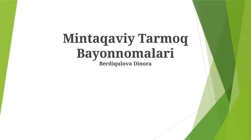 Mintaqaviy Tarmoq Bayonnomalari 1