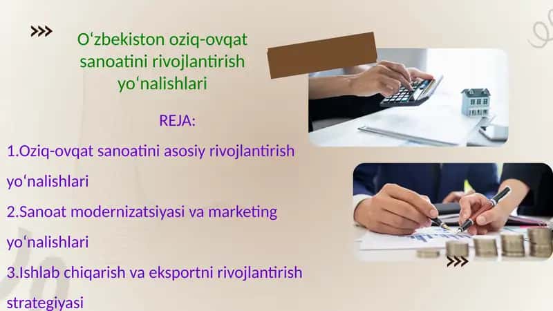 O‘zbekiston oziq-ovqat sanoatini rivojlantirish yo‘nalishlari 1