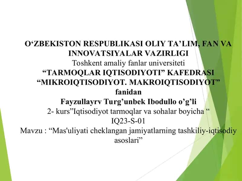 Mas'uliyati cheklangan jamiyatlarning tashkiliy-iqtisodiy asoslari 1