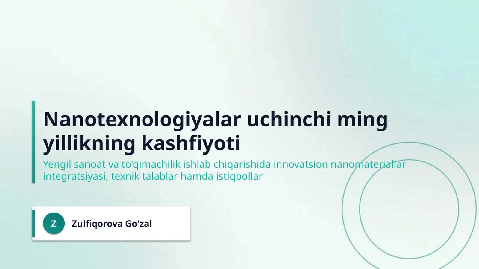 Nanotexnologiyalar uchinchi ming yillikning kashfiyoti 1