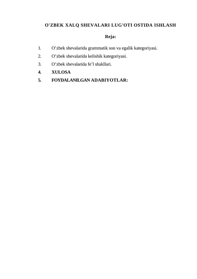 O'zbek Xalq Shevalari Lug'oti Ostida Ishlash 1