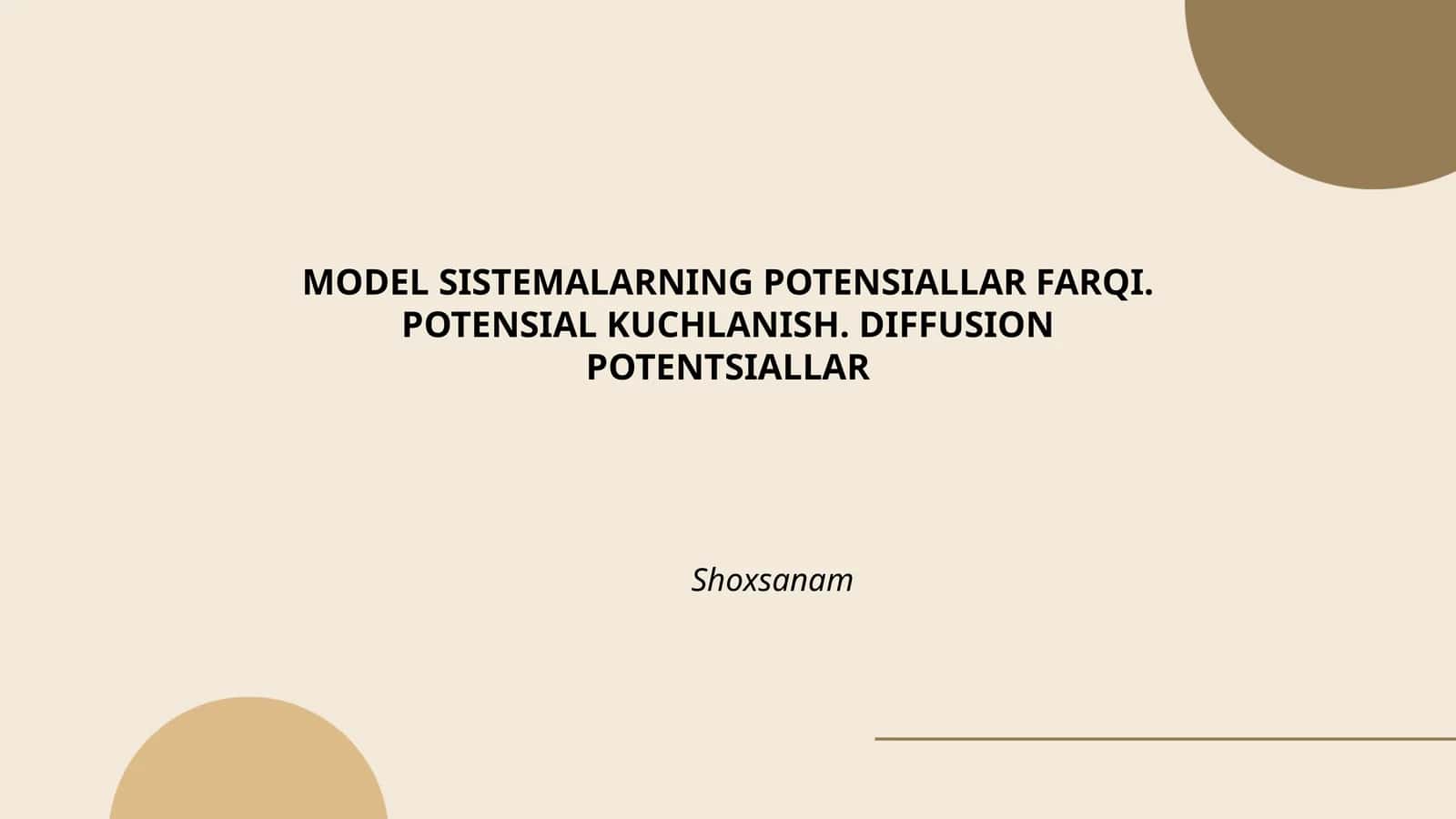 Model sistemalarning potensial farqi 1