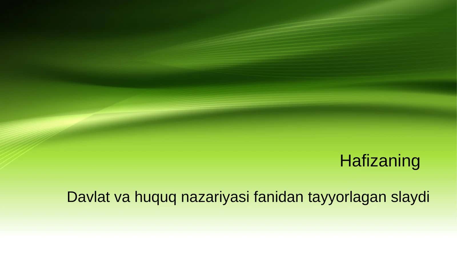 Davlat va huquq nazariyasi fanidan tayyorlagan slayd 1