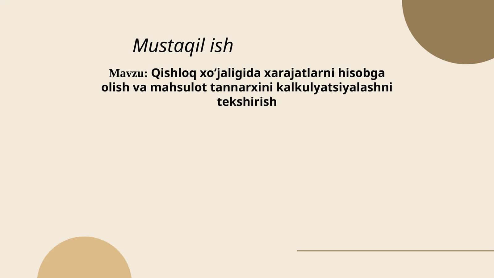 Qishlоqxо‘jaligida xarajatlarni hisоbga оlish va mahsulоt tannarxini kalkulyatsiyalashni tеkshirish 1