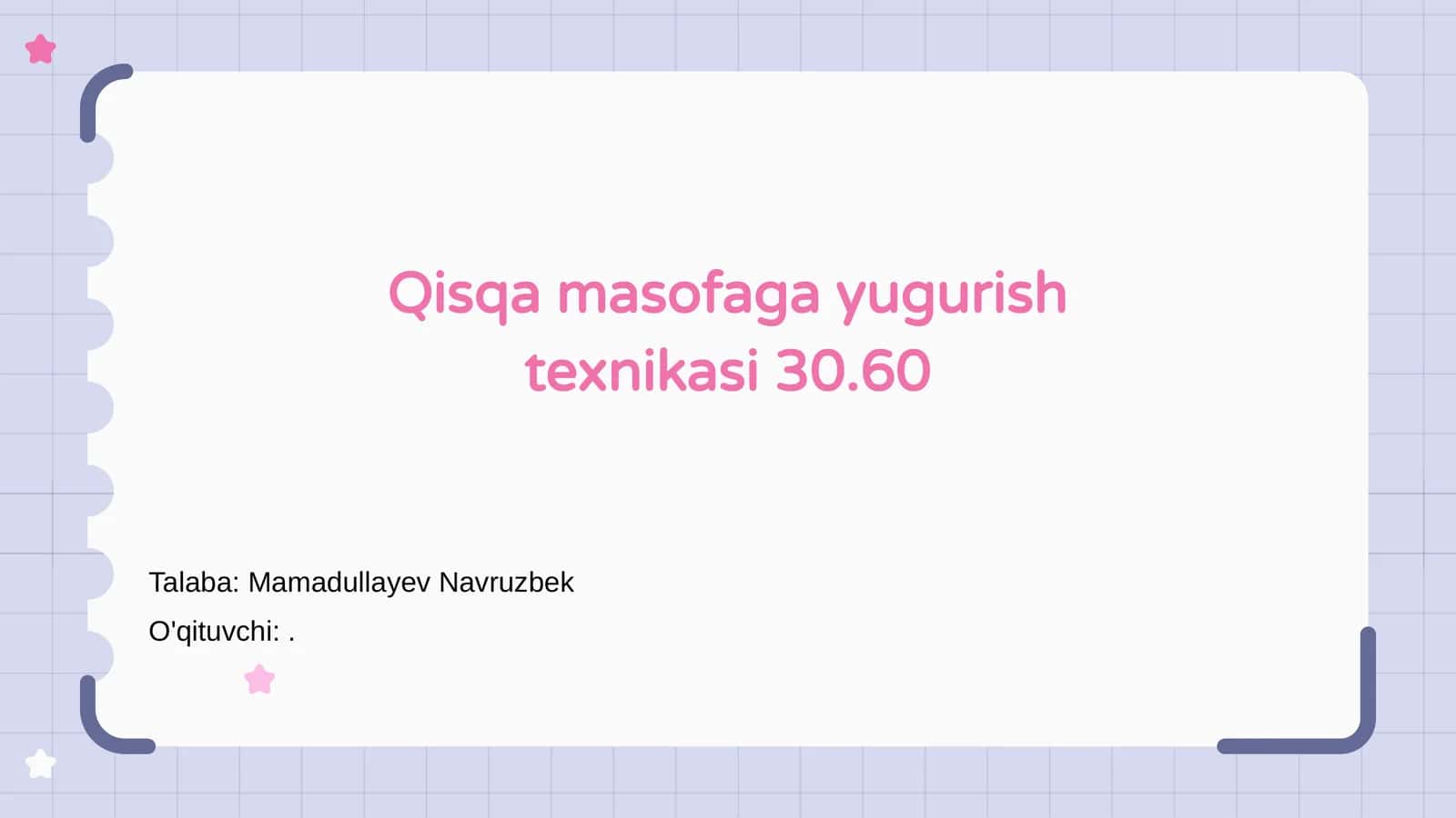 Qisqa masofaga yugurish texnikasi 30.60 1