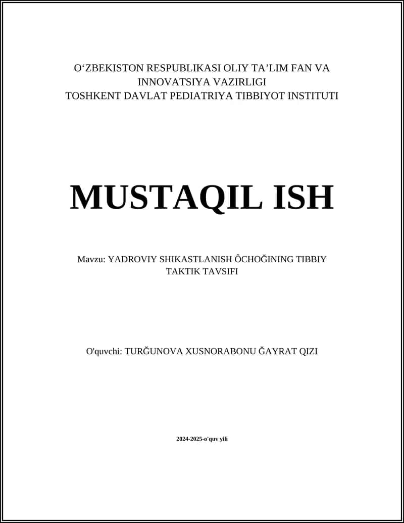 Yadroviý shikastlanish ôchoġining tibbiy taktil tavsifi 1