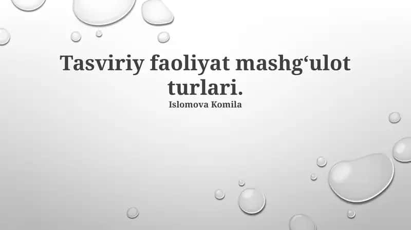 Tasviriy Mashg'ulotlar 1