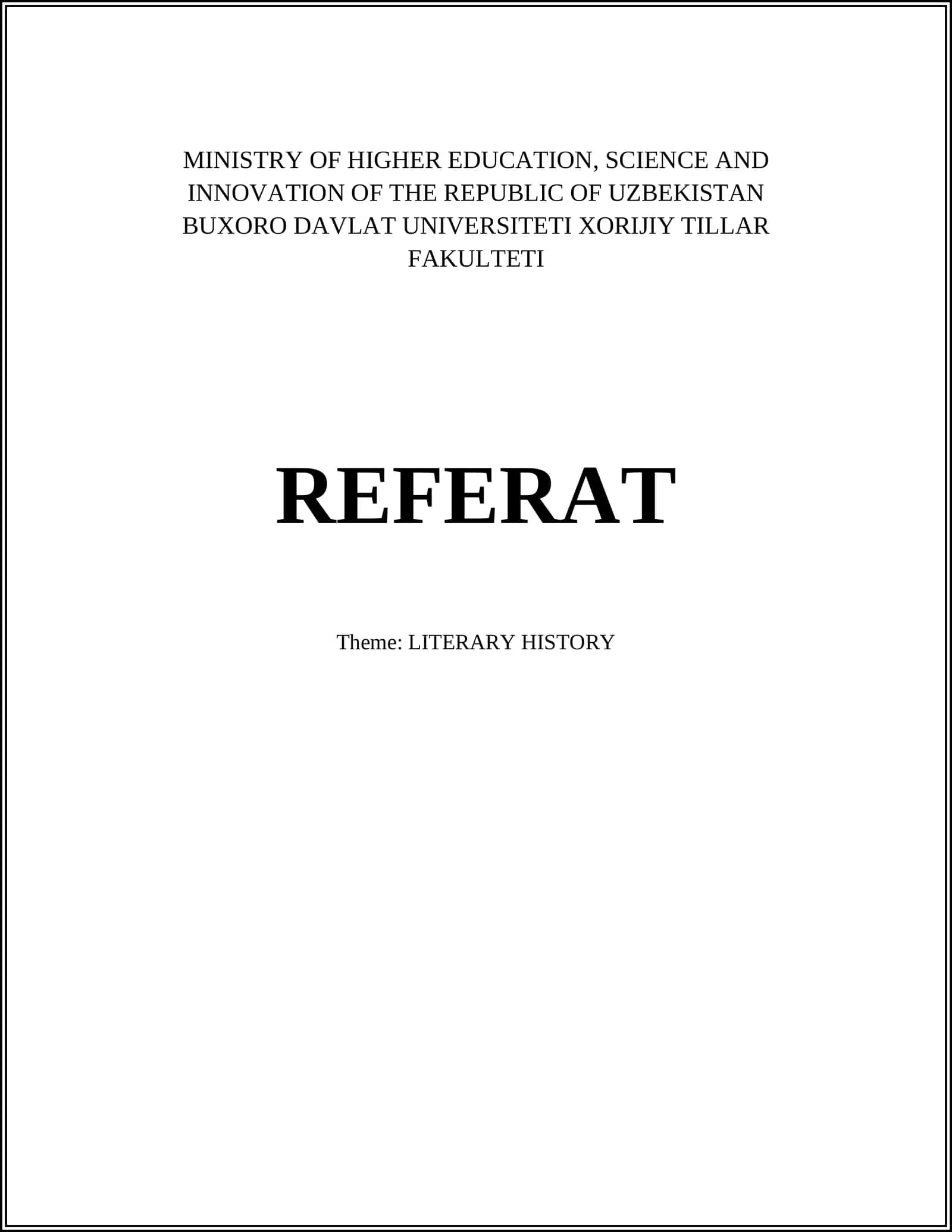 LITERARY HISTORY 1