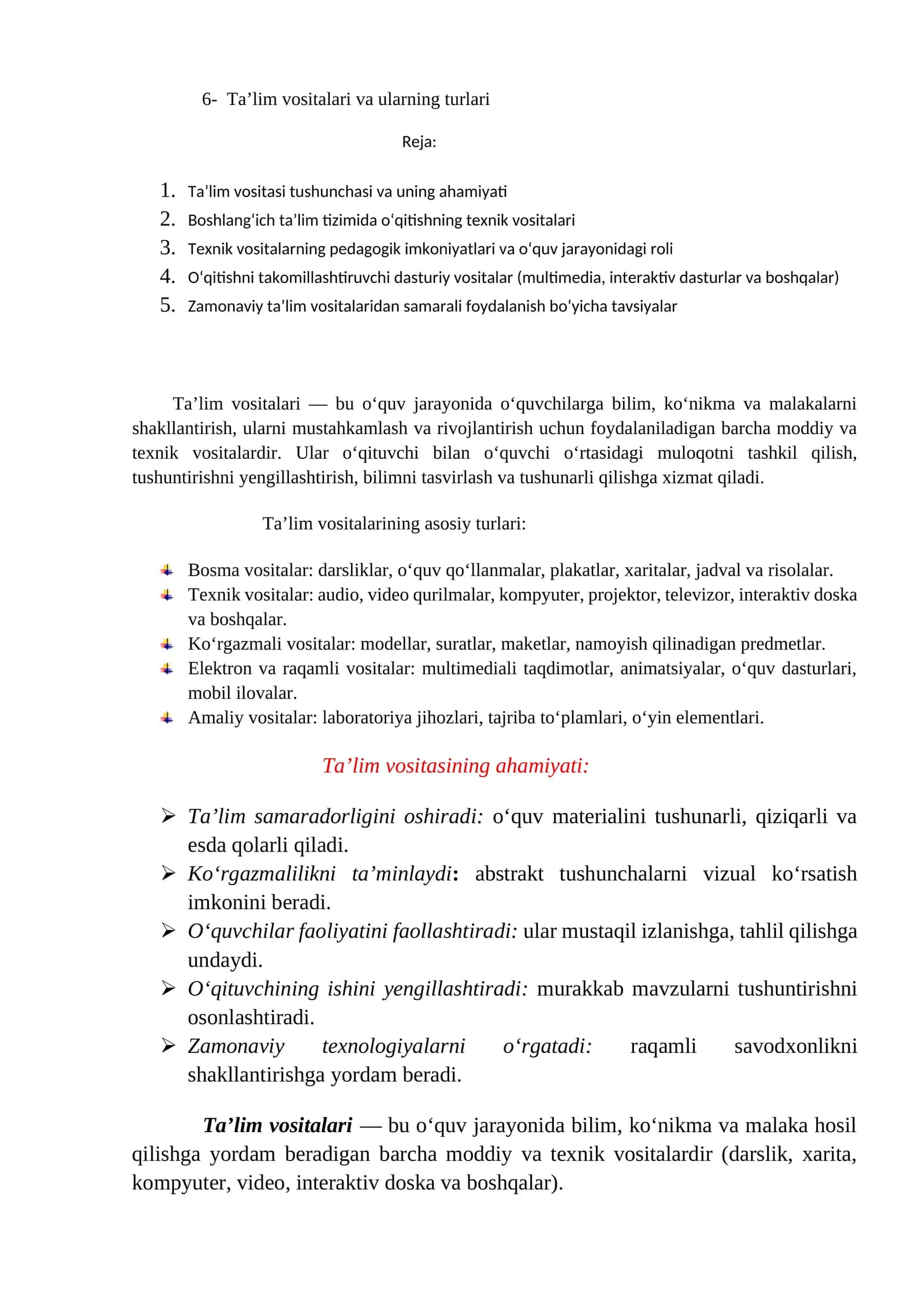 Ta’lim vositalari va ularning turlari 1