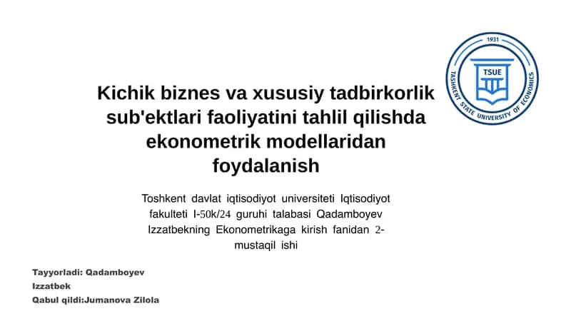 Kichik biznes va xususiy tadbirkorlik subʼektlari 1