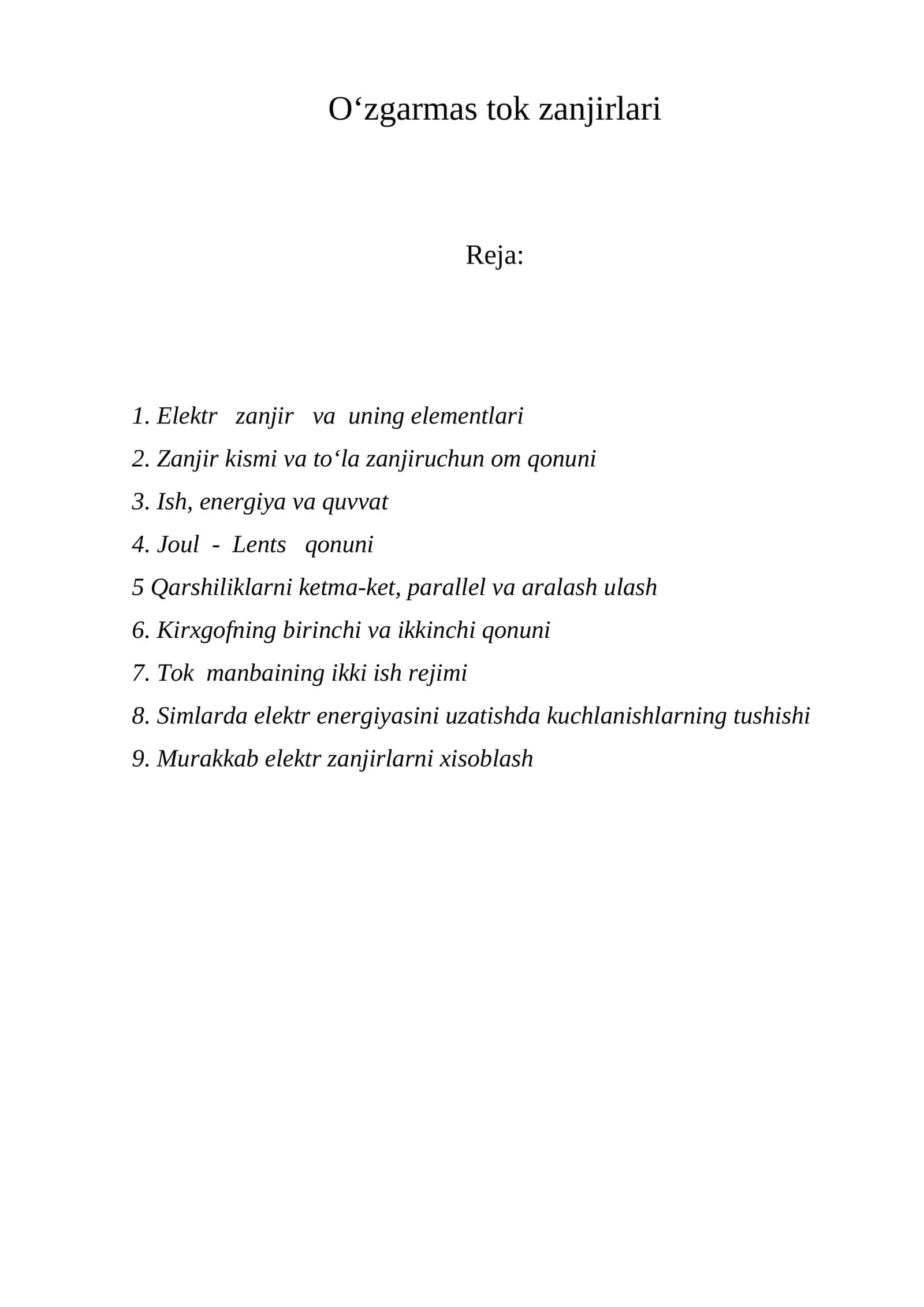 Elektr zanjir va uning elementlari 1