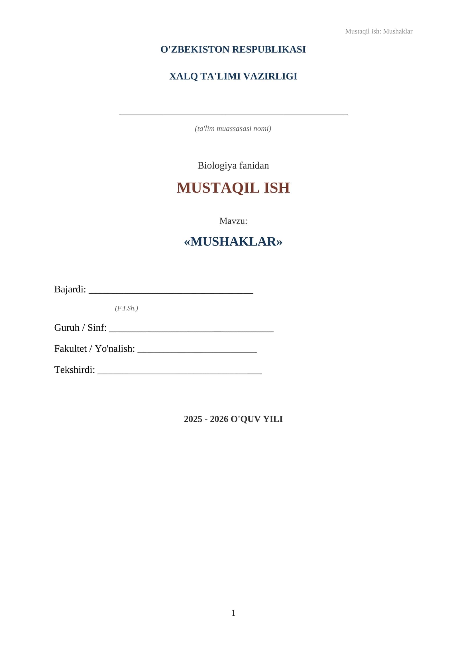 Muskullar mustaqil ish 1