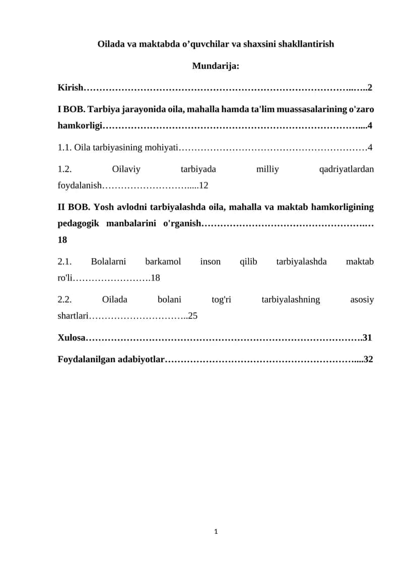 Yosh avlodni tarbiyalashda oila, mahalla va maktab hamkorligining pedagogik manbalarini o'rganish 1