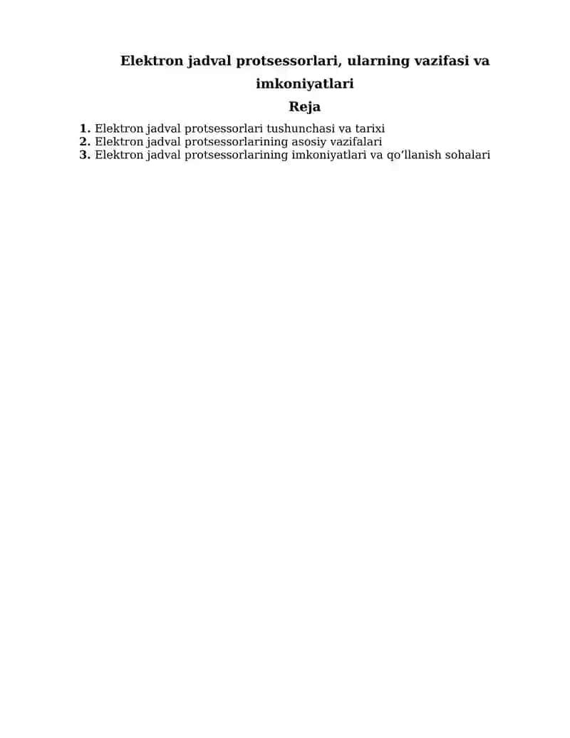 Elektron jadval protsessorlari