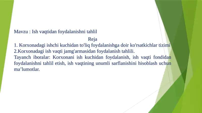 Ish vaqtidan foydalanishni tahlil 1